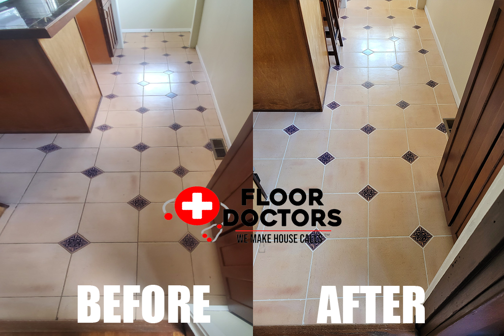 Diamond Inlay Tile Floor before and after