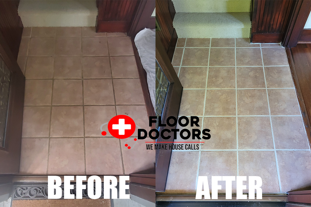 Entryway Regrout before and after