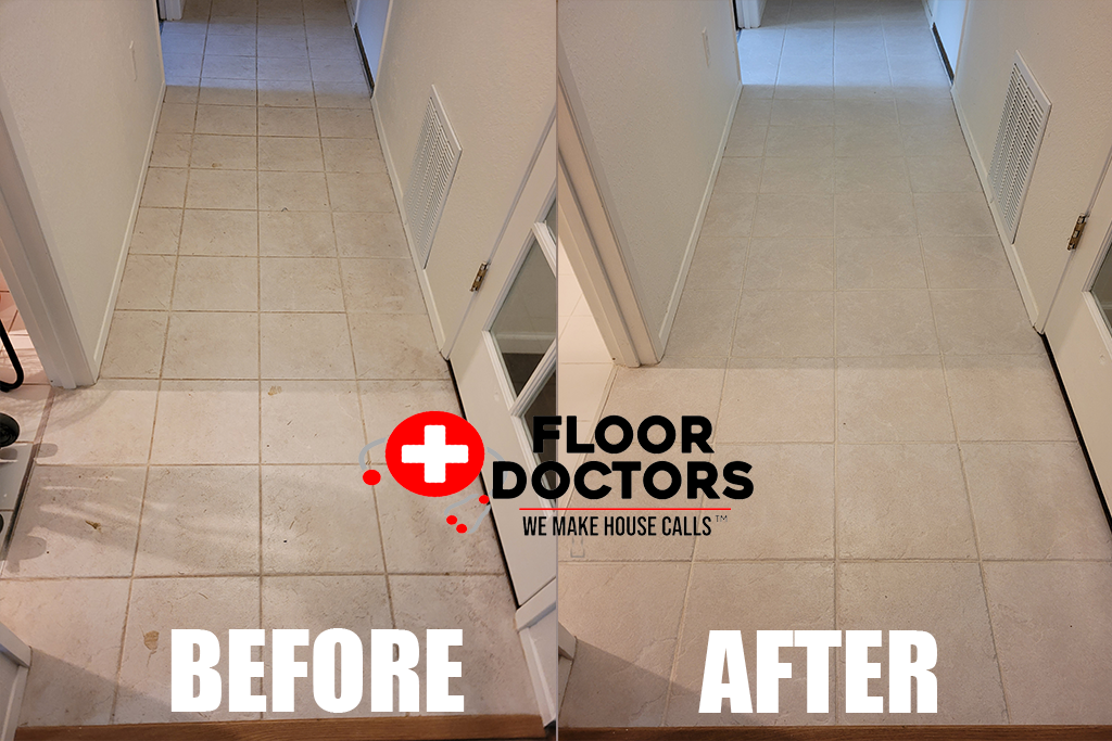 Hallway Tile Refresh before and after