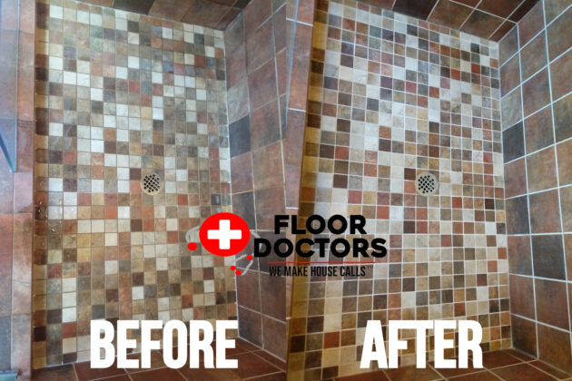 Mosaic Shower Walls before and after