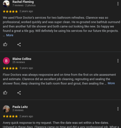 5-star Google reviews for Floor Doctors